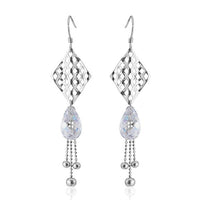 Load image into Gallery viewer, Ohrhänger Ohrringe 925er Sterling Silber nickelfrei Damen Zirkonia Raute weiß Kugeln
