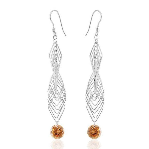 Ohrhänger Ohrringe aus 925er Sterling Silber (nickelfrei) für Damen, mit elegantem, mehrlagigem Rauten-Design und funkelnden Zirkonia – ein zeitloses Accessoire für stilvolle Auftritte.