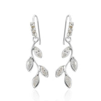 Load image into Gallery viewer, Ohrhänger Ohrringe 925er Sterling Silber nickelfrei Damen Zirkonia Blätter
