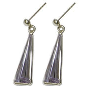 Load image into Gallery viewer, Zirkonia Silber Ohrstecker Dreieck facettiert lang 925 Sterling lila weiß Glitzer
