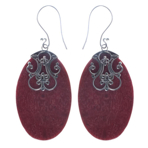 Korallenohrringe oval filigran Muster Silberohrringe 925er Sterling Silber Ohrringe Koralle Schmuck