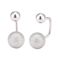 Load image into Gallery viewer, Long Staples Barbell 90 Grad Schraubverschluss zwei Kugeln große Kugel glitzer silberfarben
