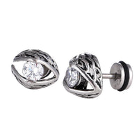 Load image into Gallery viewer, Fake Plug Piercing Edelstahl Flügel Zirkonia Stein Ohrstecker
