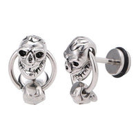Cargar imagen en el visor de la galería, Fake Plug Piercing Edelstahl silberne Farbe Totenkopf Ring kleiner Totenkopf
