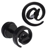 Load image into Gallery viewer, Fake Piercing Expander schwarz @ Zeichen Schaubverschluss Edelstahl
