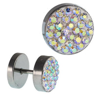 Load image into Gallery viewer, Fake Piercing Edelstahl bunt schimmernde Mini Zirkonia Steine 10 mm
