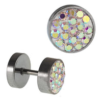 Load image into Gallery viewer, Fake Piercing Edelstahl bunt schimmernde Mini Zirkonia Steine 7 mm
