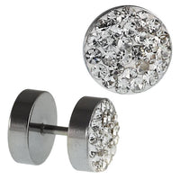 Load image into Gallery viewer, Fake Piercing Edelstahl weiß schimmernde Mini Zirkonia Steine 10 mm
