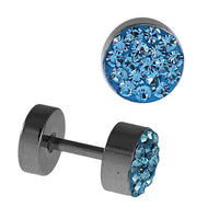 Load image into Gallery viewer, Fake Piercing Edelstahl blau schimmernde Mini Zirkonia Steine 5 mm
