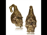 Cargar imagen en el visor de la galería, Ohrgewichte Piercing Brass antik golden Gothic Skull Risse 32 g
