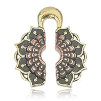 Cargar imagen en el visor de la galería, Ohrgewichte Lobe Piercing Lotus Blüte Brass antik gold Kupfer rotgold 18mm 40,3g
