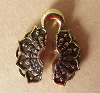 Cargar imagen en el visor de la galería, Ohrgewichte Lobe Piercing Lotus Blüte Brass antik gold Kupfer rotgold 18mm 40,3g

