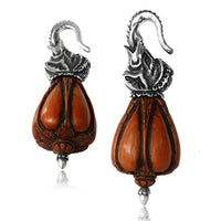 Load image into Gallery viewer, Ohrgewichte Piercing Elefant Sawoholz Brass silbern antik Tropfen 55 g
