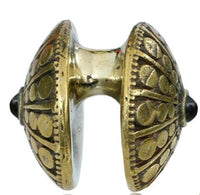 Cargar imagen en el visor de la galería, Lobe Ohr Piercing Ohrgewicht Brass gold antik 18mm Onyx oxidiert Kreise rund 17,6g

