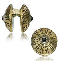 Cargar imagen en el visor de la galería, Lobe Ohr Piercing Ohrgewicht Brass gold antik 18mm Onyx oxidiert Kreise rund 17,6g
