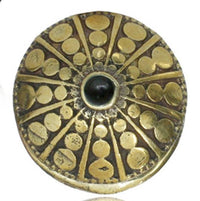 Cargar imagen en el visor de la galería, Lobe Ohr Piercing Ohrgewicht Brass gold antik 18mm Onyx oxidiert Kreise rund 17,6g
