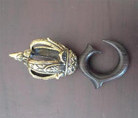 Cargar imagen en el visor de la galería, Holz Ohr Hook Piercing Ohrgewicht gold antik dunkel 4mm 10,3g Messing Tropfen
