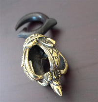 Cargar imagen en el visor de la galería, Holz Ohr Hook Piercing Ohrgewicht gold antik dunkel 4mm 10,3g Messing Tropfen
