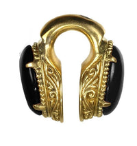 Cargar imagen en el visor de la galería, Lobe Piercing Ohrgewicht Brass gold Onyx Bogen 26g
