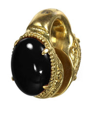 Cargar imagen en el visor de la galería, Lobe Piercing Ohrgewicht Brass gold Onyx Bogen 26g
