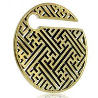 Cargar imagen en el visor de la galería, Piercing 38g Ohrgewicht Brass gold 8mm Kreis Labyrinth

