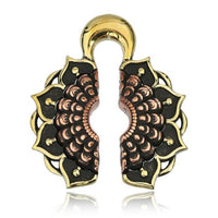 Cargar imagen en el visor de la galería, Ohrgewichte Lobe Piercing Lotus Blüte Brass antik gold Kupfer rotgold 18mm 40,3g
