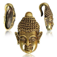 Cargar imagen en el visor de la galería, Ohrgewichte Piercing Buddhakopf Buddha Brass antik golden 28 g
