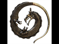 Cargar imagen en el visor de la galería, Piercing Ohrgewicht White Brass Drache Spirale Dehnschnecke
