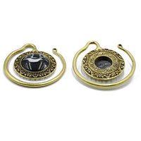 Cargar imagen en el visor de la galería, Piercing Ohrgewicht Brass Stern Stein marmoriert 4,8mm
