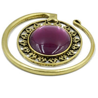 Cargar imagen en el visor de la galería, Piercing Ohrgewicht Brass oval Stein lila 4,7mm Spirale
