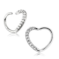 Load image into Gallery viewer, Piercing Edelstahl Ring für Nase Ohr Kristall Herz
