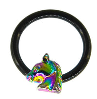 Load image into Gallery viewer, Piercing Ring Pegasus Pferd Edelstahl bunt schwarz 0.8mm
