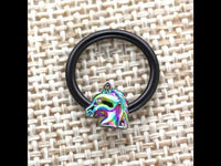 Load image into Gallery viewer, Piercing Ring Pegasus Pferd Edelstahl bunt schwarz 0.8mm
