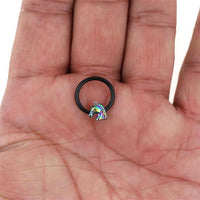 Load image into Gallery viewer, Piercing Ring Pegasus Pferd Edelstahl bunt schwarz 0.8mm
