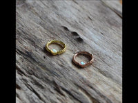 Load image into Gallery viewer, Klapp Segment Ring Piercing gold rotgold Opal weiß
