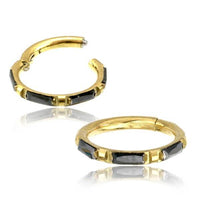 Cargar imagen en el visor de la galería, Klapp Segment Ring Piercing rechteckig Kristall schwarz
