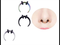 Load image into Gallery viewer, Piercing Edelstahl Horseshoe Gummiringe schwarz Nase Ohr
