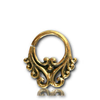 Cargar imagen en el visor de la galería, Septum Piercing Nasenringe verschnörkelt Wellen 1,6 mm goldfarben nickelfrei antik exotisch Ohrring
