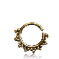 Cargar imagen en el visor de la galería, Septum Piercing Nasenringe kleine Zacken Messing 1 mm goldfarben antik Ohrring
