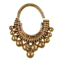 Load image into Gallery viewer, Septum Piercing Nasenringe Kugeln Spiralfeder Messing 1 mm golden antik Ohrring exotisch
