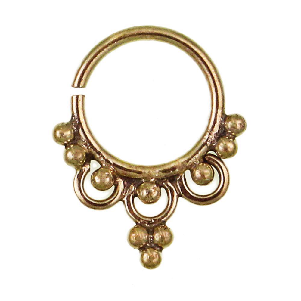 Septum Piercing Nasenringe Kugeln Ringe Messing 1 mm golden antik Ohrring exotisch