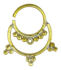 Cargar imagen en el visor de la galería, Nasenringe Kreis Punkte Sichel Messing Septum Piercing antik goldfarben nickelfrei Tribal Nase Brass
