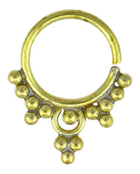 Cargar imagen en el visor de la galería, Nasenringe Kreis Punkte Dreiecke Messing Septum Piercing antik goldfarben nickelfrei Tribal Nase Brass
