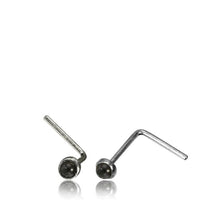 Load image into Gallery viewer, Silber Nasenstecker 0,8 mm Nostril Amethyst rund L-Form Nasenpiercing
