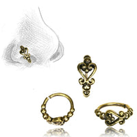 Load image into Gallery viewer, Nostril Piercing Nasenringe Silber Brass Nasenring Herz Sternblume 10 mm/0,8 mm

