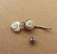 Load image into Gallery viewer, Shivaauge Bananen Piercing Kugel Herz Anhänger 925er Sterling Silber Shivaauge Bauchnabel
