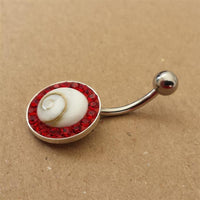 Load image into Gallery viewer, Shivaauge Bananen Piercing rund Glaskristall rot Bauchnabel 925er Silber Shiva Auge
