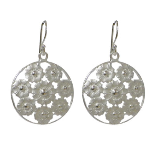 Silberohrringe 925er Silber Ohrringe Ohrhänger Damen Schmuck Blumenmuster teils oxidiert