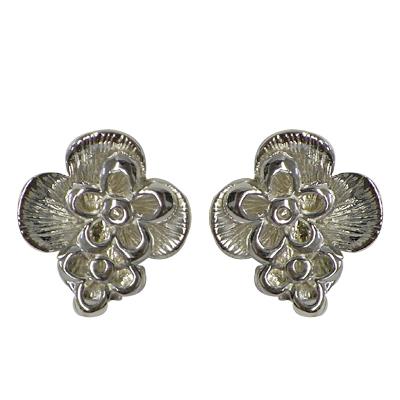 Silberohrstecker 925er Sterling Silber Ohrstecker Damen Schmuck Ohrringe Blatt Zwei Blumen