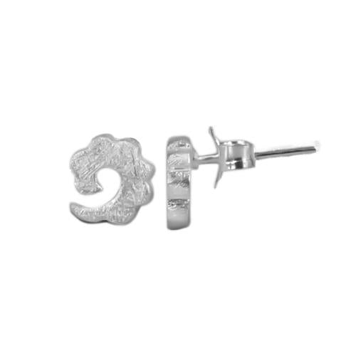 Silberohrstecker 925er Sterling Silber Ohrstecker Damen Schmuck Ohrringe Blume Spirale Rau